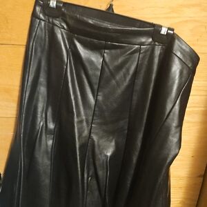 Elegant Black Leather  Skater Skirt
